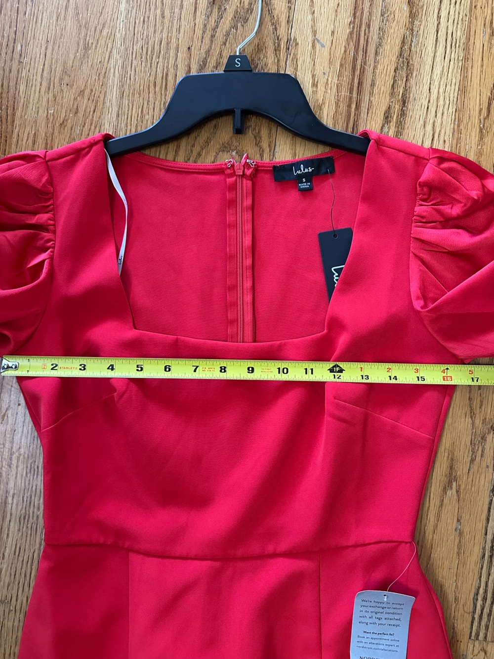 NWT Lulu's Longtime Crush Red Puff Shoulder Long Sleeve Mini Dress - Picture 11 of 13